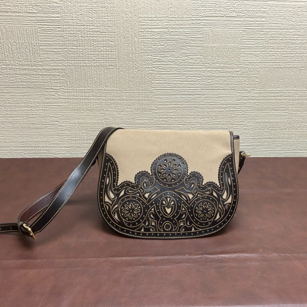 Artisan Italian Leather Embroidered Crossbody Bag
